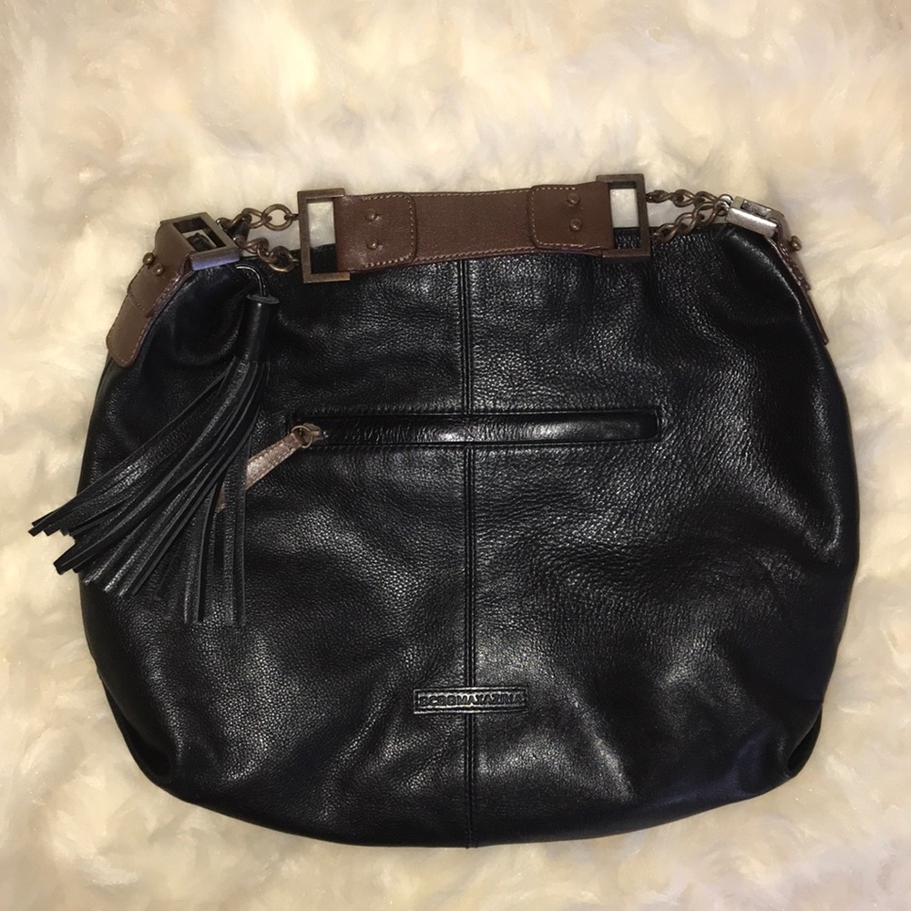 BCBG Max Azria Pebbled Black leather shoulder bag